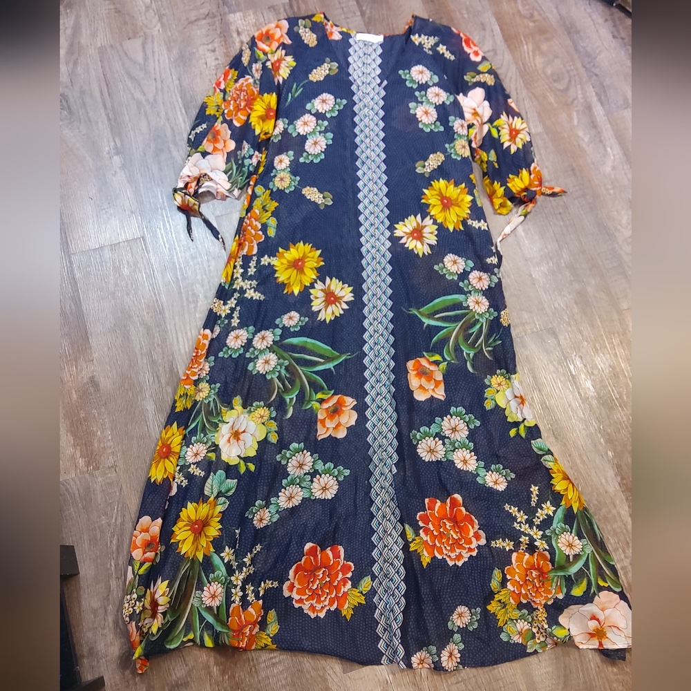 JOHNNY WAS Mia Floral Border Long Maxi Dress - SMALL - Picture 7 of 14